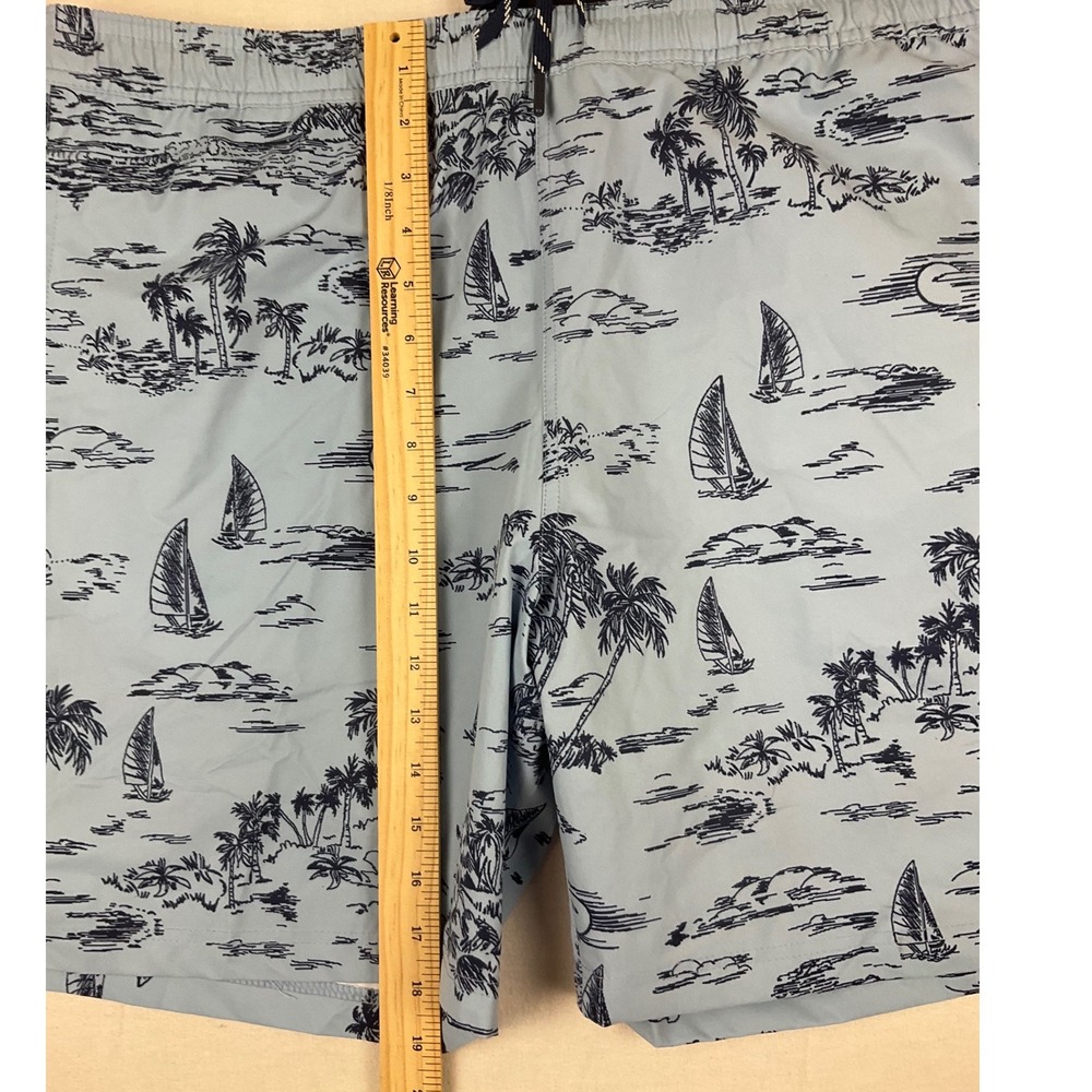 Lands End Mens XL Swim Trunks Blue Island Palm Tree‎ Sailboat UPF 50 NWT M24 - Picture 11 of 11